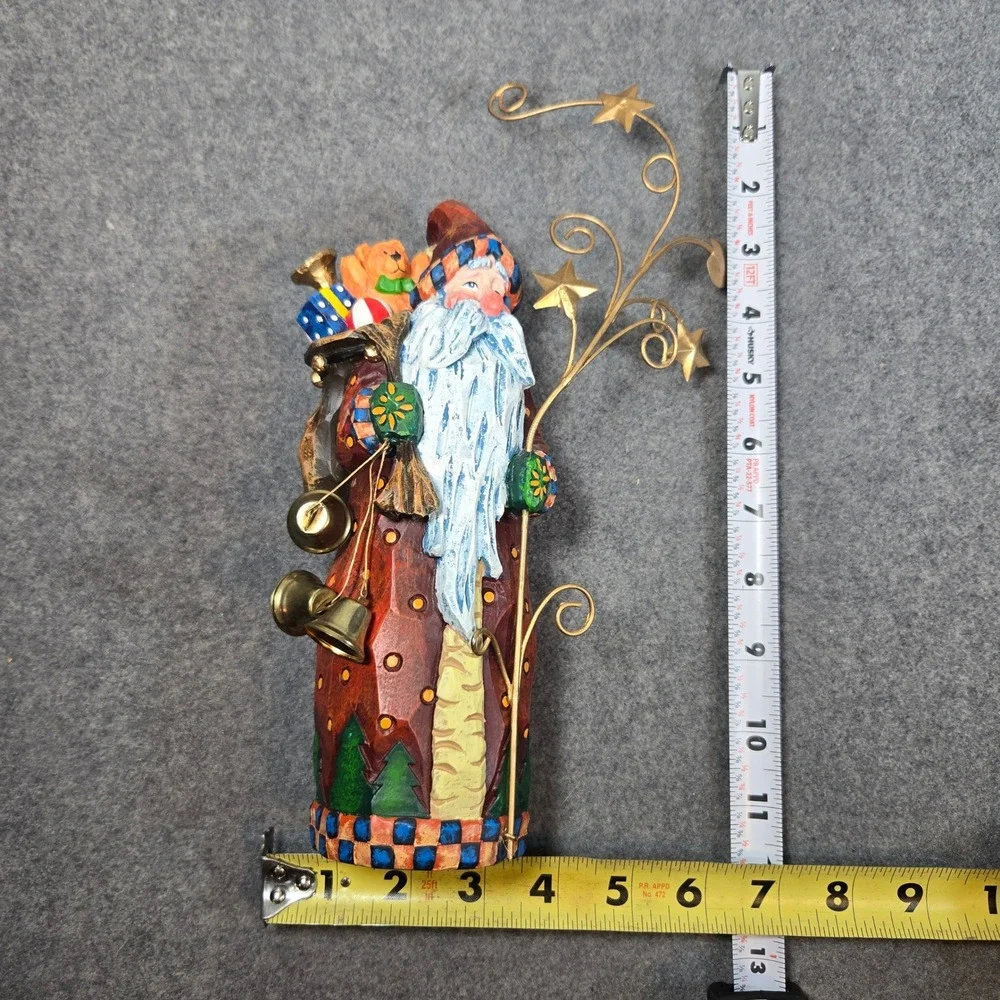 Vintage Folk Art Pencil Santa Figurine 11.5